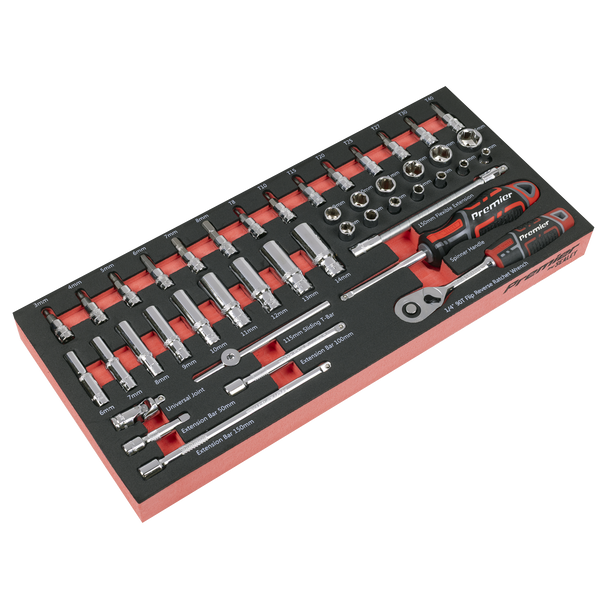 Sealey TBT40 ⏐ Socket Set with Tool Tray 1/4"Sq Drive 44pc