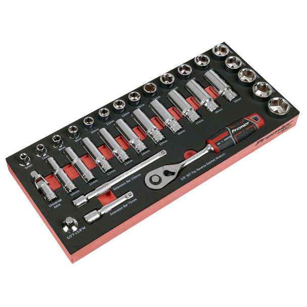 Sealey TBT41 ⏐ Socket Set with Tool Tray 3/8"Sq Drive 32pc