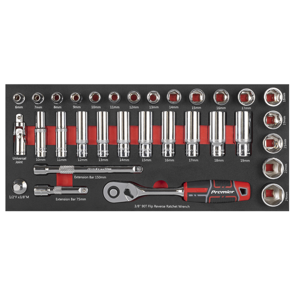 Sealey TBT41 ⏐ Socket Set with Tool Tray 3/8"Sq Drive 32pc