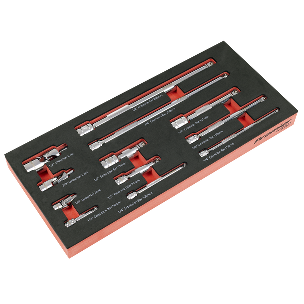 Sealey TBT44 ⏐ Wobble Extension Bar Set with Tool Tray 1/4", 3/8" & 1/2"Sq Drive 12pc