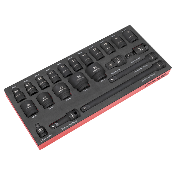 Sealey TBT46 ⏐ Impact Socket Set with Tool Tray 1/2"Sq Drive 22pc