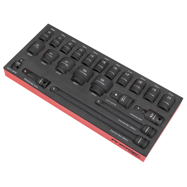 Sealey TBT46 ⏐ Impact Socket Set with Tool Tray 1/2"Sq Drive 22pc