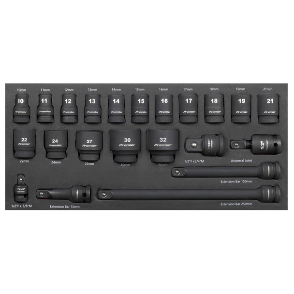 Sealey TBT46 ⏐ Impact Socket Set with Tool Tray 1/2"Sq Drive 22pc