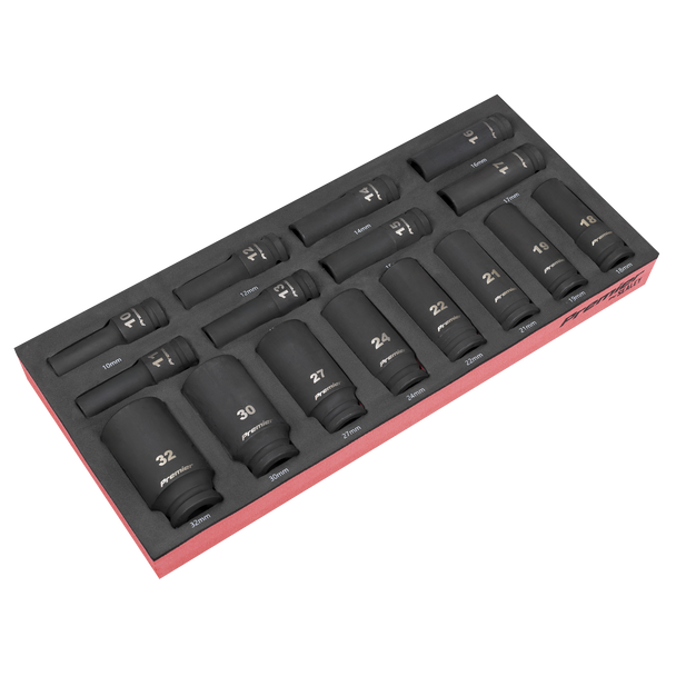 Sealey TBT47 ⏐ Deep Impact Socket Set with Tool Tray 1/2"Sq Drive 16pc