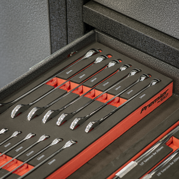 Sealey TBT48 ⏐ Combination Spanner Set with Tool Tray 15pc