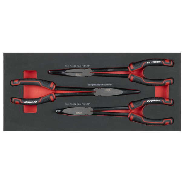 Sealey TBT58 ⏐ Long Needle Nose Pliers Set with Tool Tray 3pc