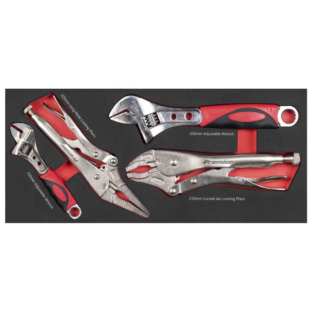Sealey TBT59 ⏐ Locking Pliers & Adjustable Wrench Set with Tool Tray 4pc