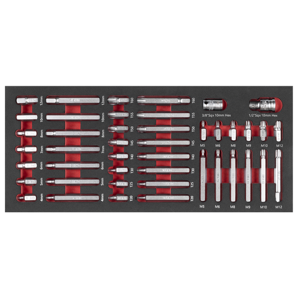 Sealey TBT60 ⏐ TRX-Star*, Hex & Spline Bit Set with Tool Tray 44pc