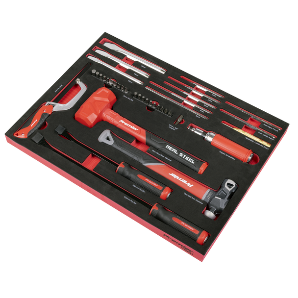 Sealey TBT66 ⏐ Premier Striking, Pry Bar, Hacksaw & Impact Screwdriver Set with Tool Tray 39pc