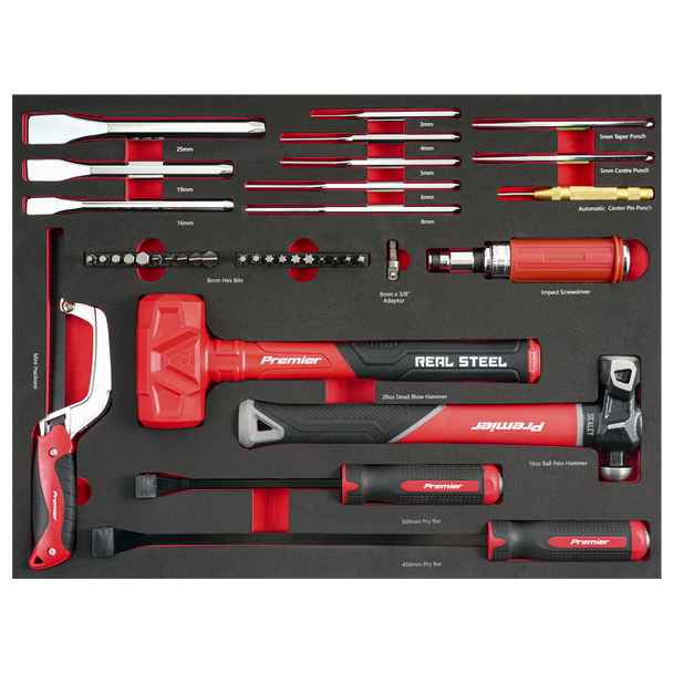 Sealey TBT66 ⏐ Premier Striking, Pry Bar, Hacksaw & Impact Screwdriver Set with Tool Tray 39pc