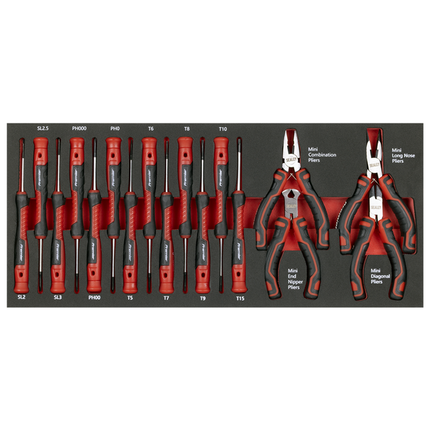 Sealey TBT67 ⏐ Precision Screwdriver & Mini Pliers Set with Tool Tray 17pc
