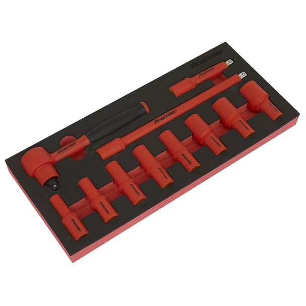 Sealey TBTE01 ⏐ Premier Insulated Socket Set with Tool Tray 3/8"Sq Drive 11pc - VDE Approved