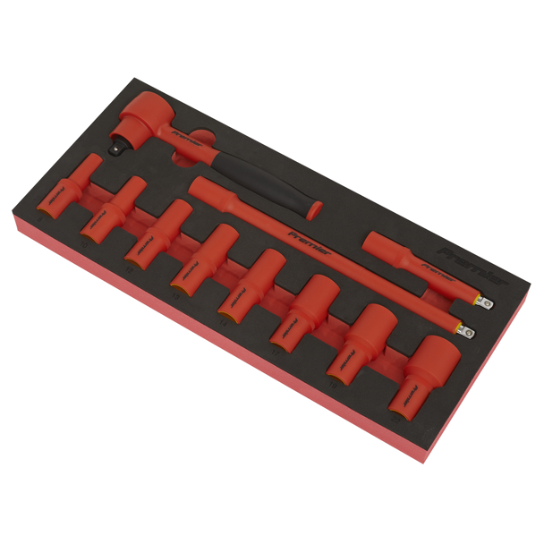 Sealey TBTE01 ⏐ Premier Insulated Socket Set with Tool Tray 3/8"Sq Drive 11pc - VDE Approved