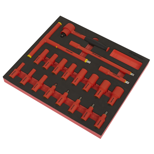 Sealey TBTE02 ⏐ Premier Insulated Socket Set with Tool Tray 3/8"Sq Drive 20pc - VDE Approved