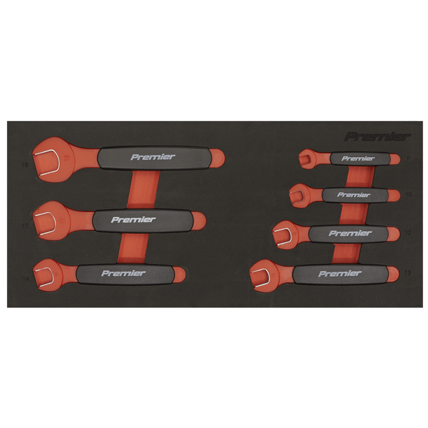 Sealey TBTE03 ⏐ Premier Insulated Open-End Spanner Set with Tool Tray 7pc - VDE Approved