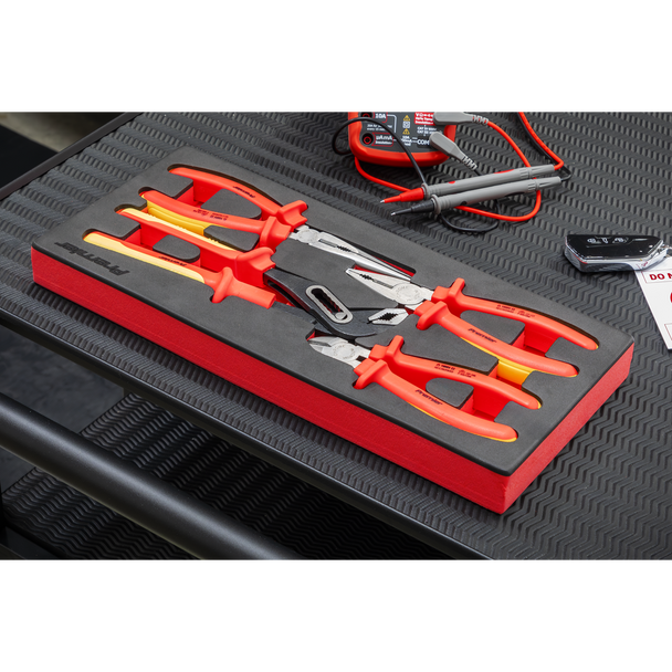 Sealey TBTE07 ⏐ Premier Insulated Pliers Set with Tool Tray 4pc - VDE Approved