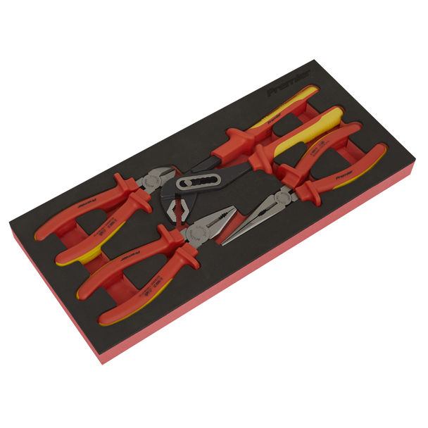 Sealey TBTE07 ⏐ Premier Insulated Pliers Set with Tool Tray 4pc - VDE Approved