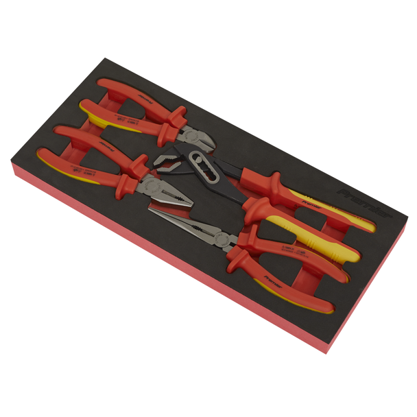 Sealey TBTE07 ⏐ Premier Insulated Pliers Set with Tool Tray 4pc - VDE Approved