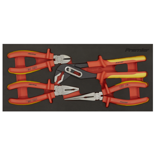 Sealey TBTE07 ⏐ Premier Insulated Pliers Set with Tool Tray 4pc - VDE Approved