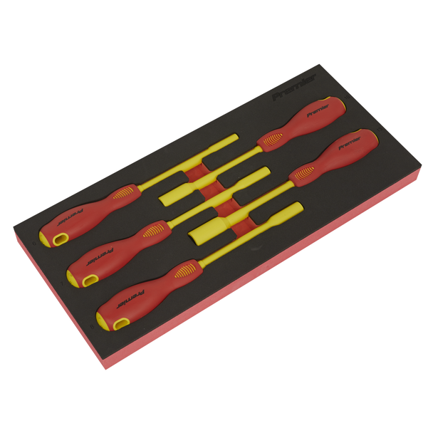 Sealey TBTE08 ⏐ Premier Insulated Nut Driver Set with Tool Tray 5pc - VDE Approved