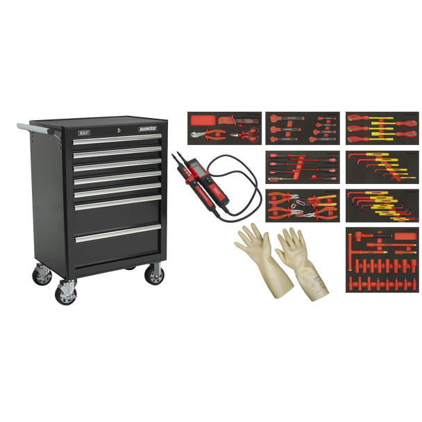 Sealey TBTECOMBO2 ⏐ Insulated Tool Kit with 7 Drawer Rollcab 63pc