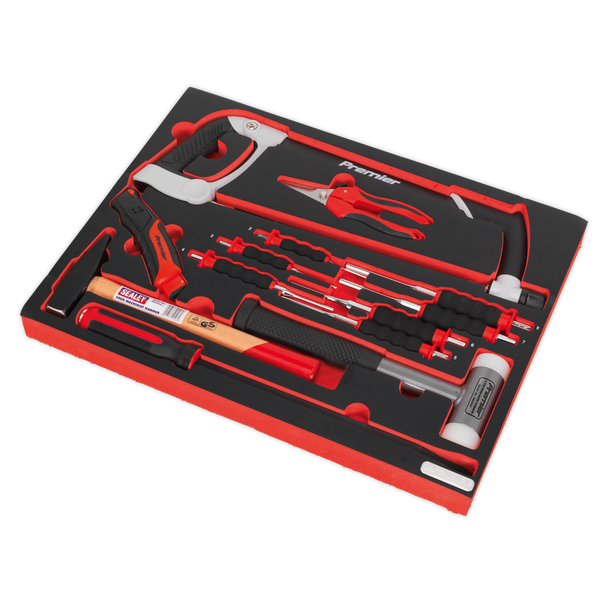Sealey TBTP06EU ⏐ Premier Platinum Hacksaw, Hammers & Punch Kit with Tool Tray 13pc
