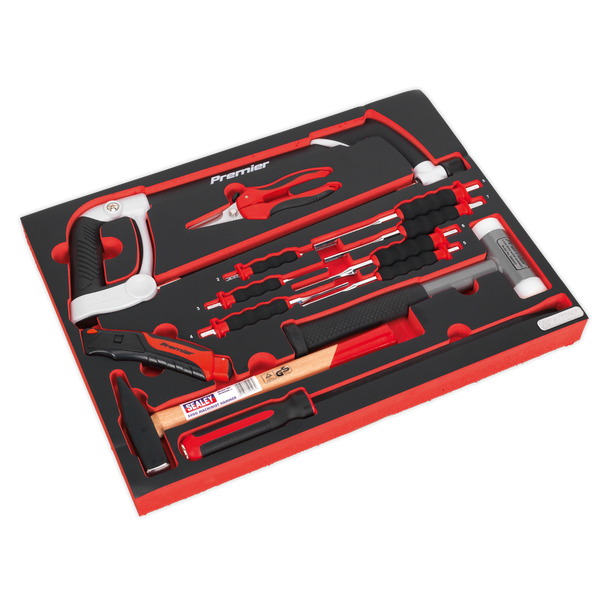 Sealey TBTP06EU ⏐ Premier Platinum Hacksaw, Hammers & Punch Kit with Tool Tray 13pc