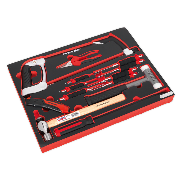 Sealey TBTP06UK ⏐ Premier Platinum Hacksaw, Hammers & Punch Kit with Tool Tray 13pc