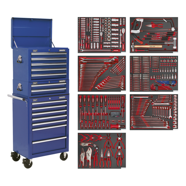 Sealey TBTPCOMBO5 ⏐ Superline PRO Tool Chest Combination 14 Drawer with 446pc Tool Kit - Blue