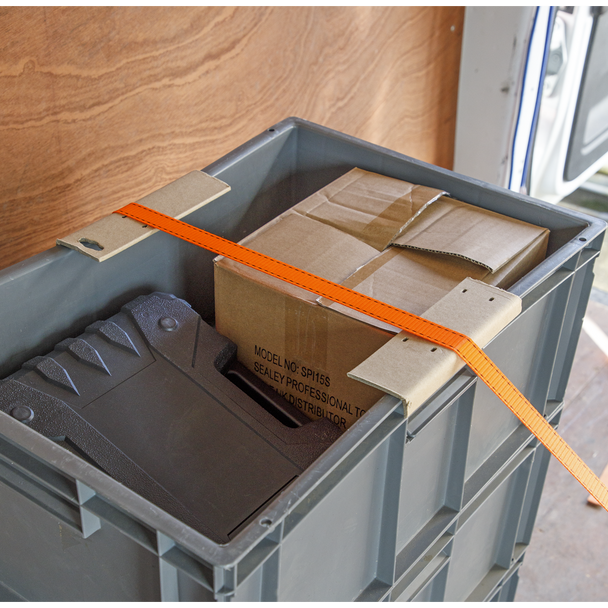 Sealey TD0635E ⏐ Ratchet Strap Polyester Webbing with Corner Protector 25mm x 5m 600kg Breaking Strength