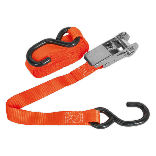 Sealey TD0845S ⏐ Ratchet Strap Polyester Webbing with S-Hook 25mm x 4.5m 800kg Breaking Strength
