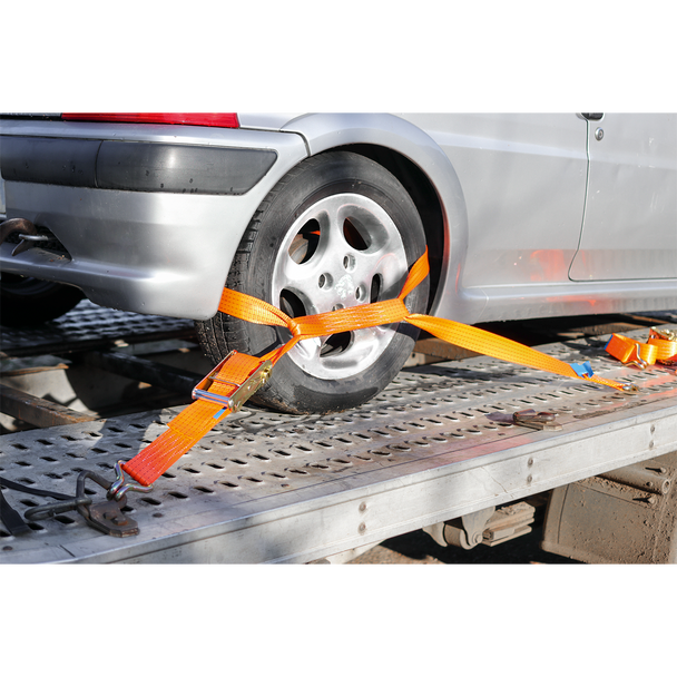 Sealey TDRWA ⏐ Alloy Wheel Car Transporter Ratchet Strap 50mm x 3m 5000kg Breaking Strength