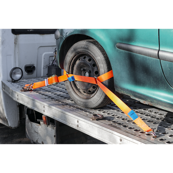 Sealey TDRWS ⏐ Steel Wheel Car Transporter Ratchet Strap 50mm x 3m 4500kg Breaking Strength