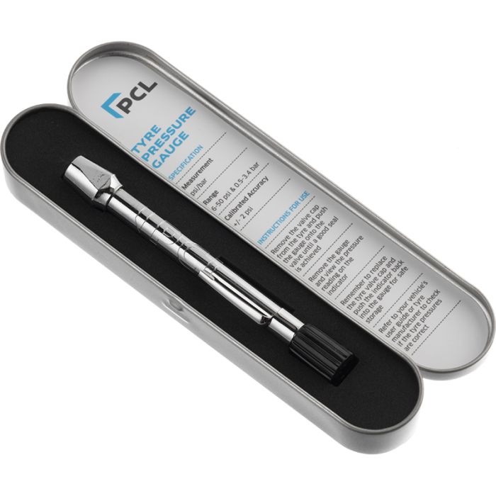 PCL TPG20H17 | Tyre Pressure Gauge, In-Line Head, 6-50 psi & 0.5-3.4 bar