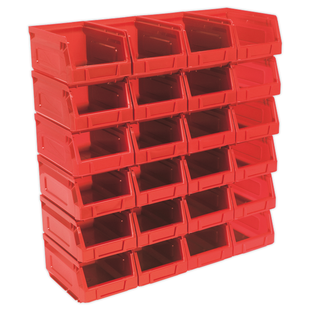 Sealey TPS224R ⏐ Plastic Storage Bin 105 x 165 x 85mm, Red - Pack of 24