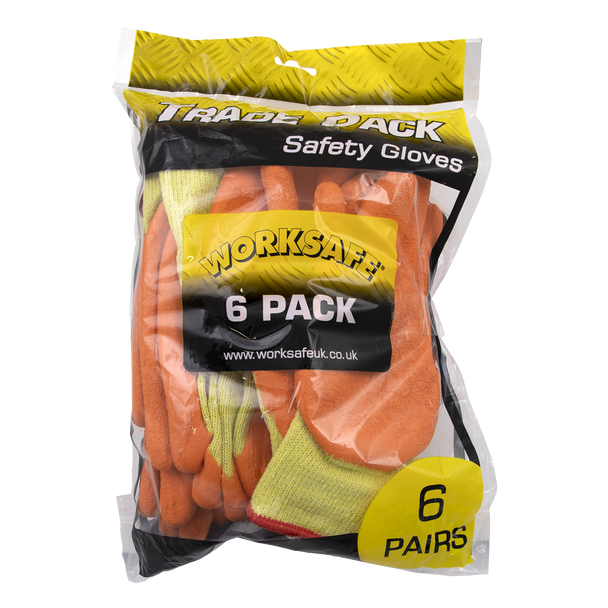 Sealey TSP121L/6 ⏐ Worksafe Super Grip Knitted Gloves with Latex Palm, Large - Pack of 6 Pairs
