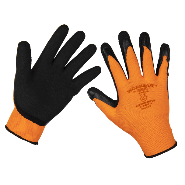 Sealey TSP140L/6 ⏐ Worksafe Foam Latex Grippa Gloves, Large - Pack of 6 Pairs