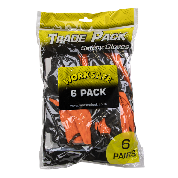 Sealey TSP140L/6 ⏐ Worksafe Foam Latex Grippa Gloves, Large - Pack of 6 Pairs