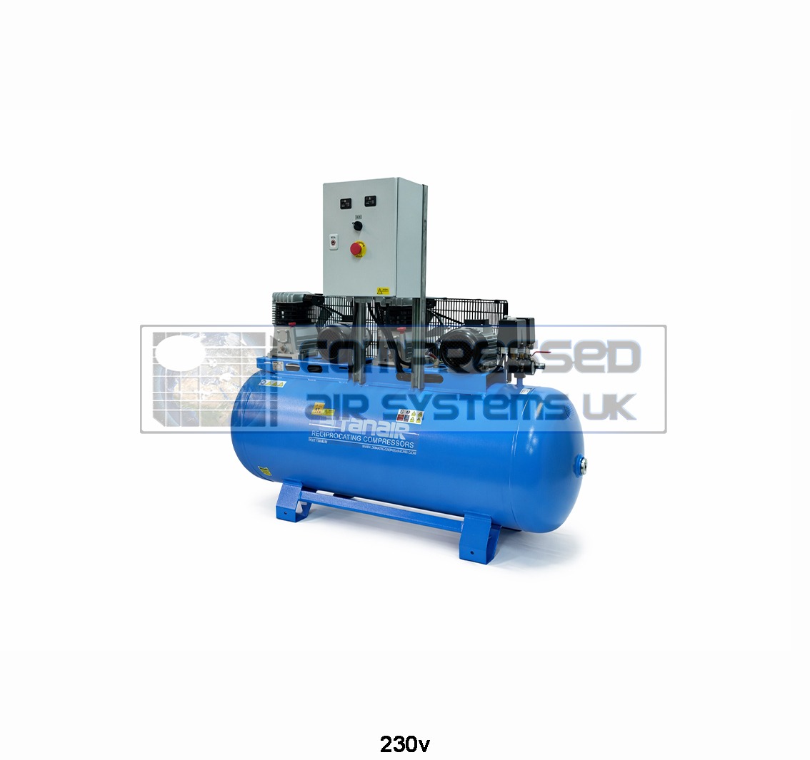 Tanair TAN-PCB 1.5/230/270L (230 Volts) ⏐ 7.6 x 2 CFM 10 Bar Semi Duplex Air Compressor with 270 Litre Air Receiver