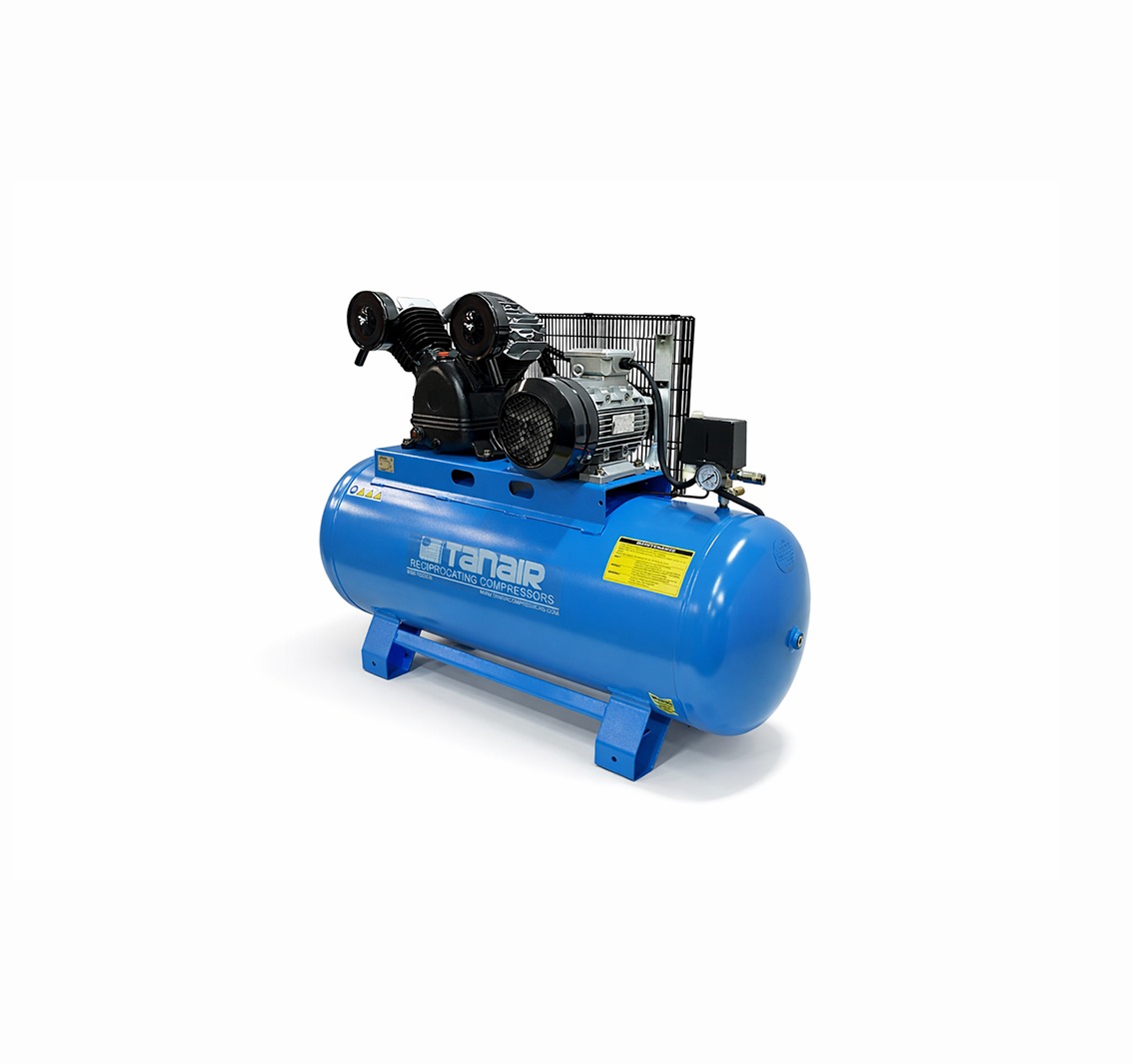 Tanair TAN-PCB 5.5/415/200L (415 Volts) ⏐  28.3 CFM 10 Bar Heavy Duty Piston Air Compressor with 200 Litre Air Receiver