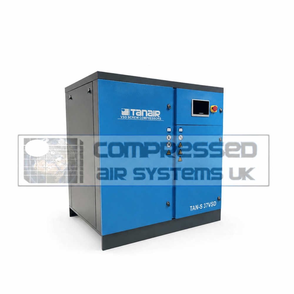 Tanair TAN-S-37VSD | 37kW VSD Air Compressor – 198 CFM Industrial Screw Compressor UK (10 Bar)