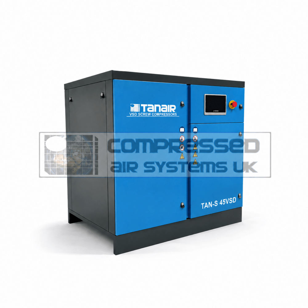 Tanair TAN-S-45VSD | 45kW VSD Air Compressor – 222 CFM Industrial Screw Compressor UK (10 Bar)