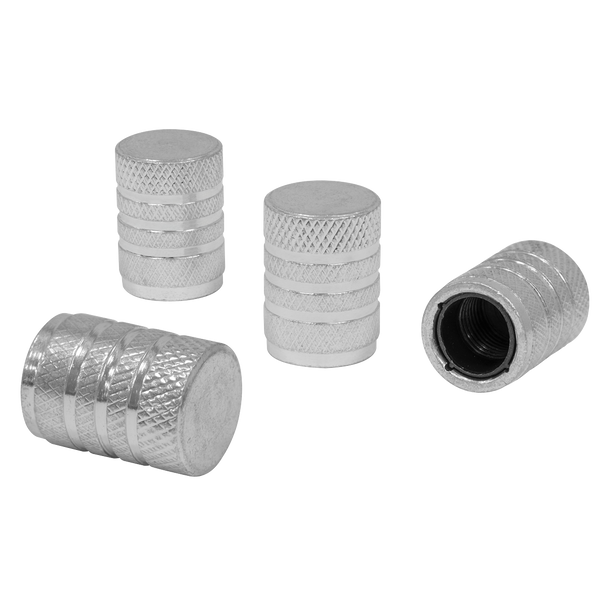 Sealey VCA4 ⏐ Aluminium Valve Cap 4pc - Silver Anodised