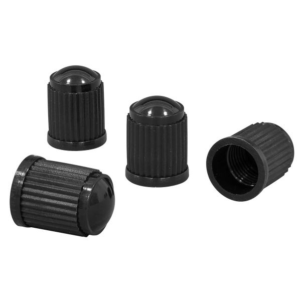 Sealey VCP4 ⏐ Plastic Valve Caps 4pc - Black