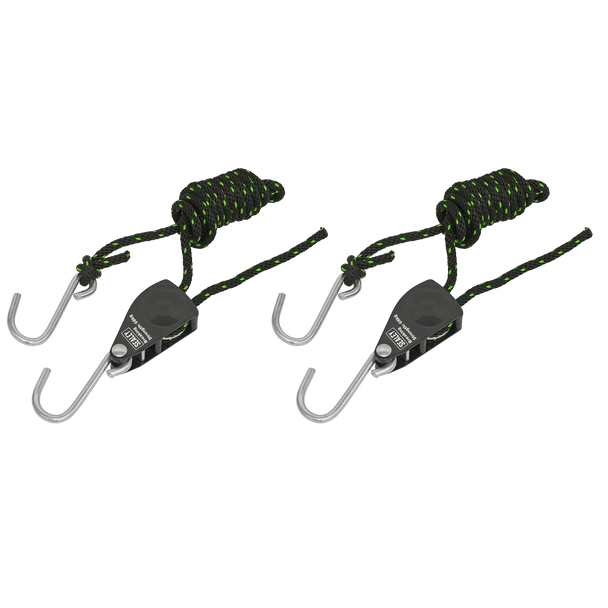 Sealey VS0114 ⏐ Ratchet Parts Hanger/Tie Down with S-Shaped Hooks 2m - Pack of 2