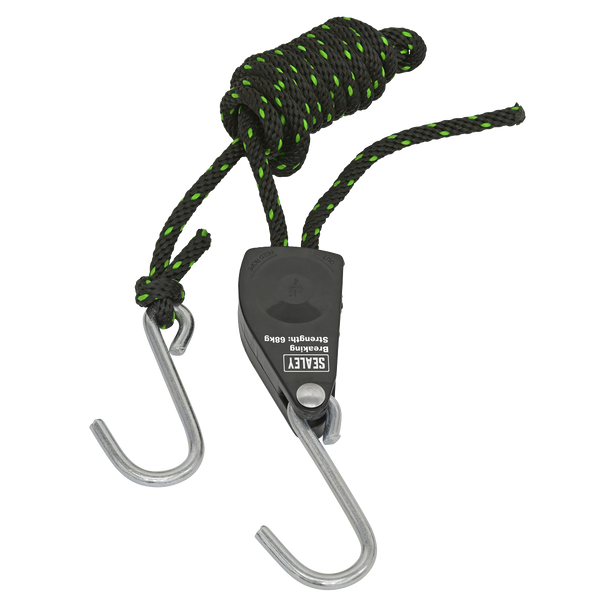 Sealey VS0114 ⏐ Ratchet Parts Hanger/Tie Down with S-Shaped Hooks 2m - Pack of 2