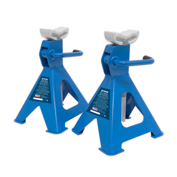 Sealey VS2002BL ⏐ Ratchet Type Axle Stands (Pair) 2 Tonne Capacity per Stand - Blue