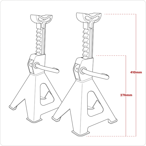 Sealey VS2002HV ⏐ Ratchet Type Axle Stands (Pair) 2 Tonne Capacity per Stand - Hi-Vis Green
