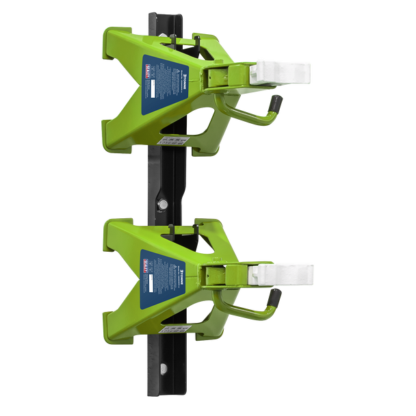 Sealey VS2003HVCOMBO ⏐ Axle Stand & Axle Stand Storage Rack Combo 3 Tonne - Hi-Vis Green