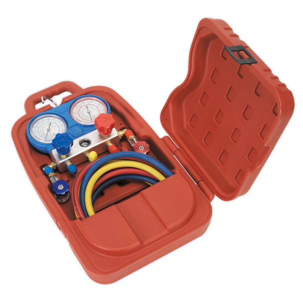 Sealey VSAC002 ⏐ Air Conditioning System Manifold with Sight Glass